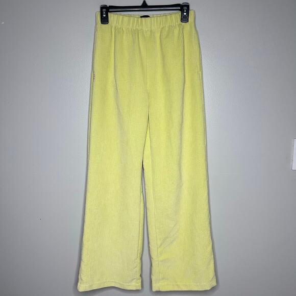 BDG Urban Outfitters Lime Green Corduroy Pull-On Pants Relax Wide Leg Womens S-P - Picture 1 of 10